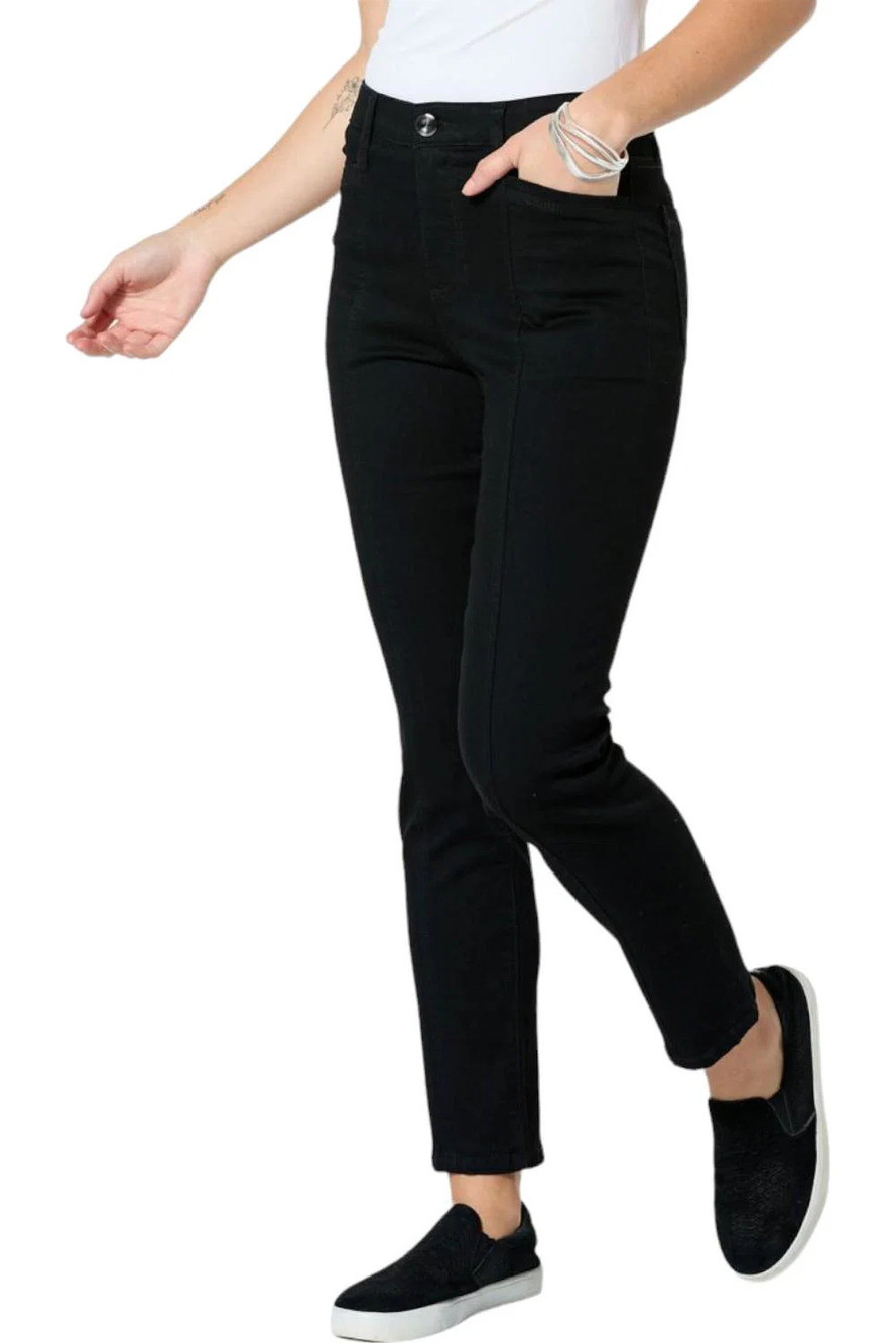 WynneDenim Performance Stretch Seamed Straight Jean Saturated Black - Tall